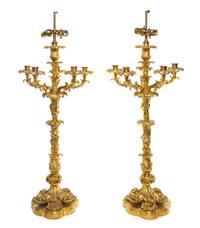 A Pair of George III Style Gilt Bronze Six-Light Candelabra Height 38 inches. — CIRCA 1840