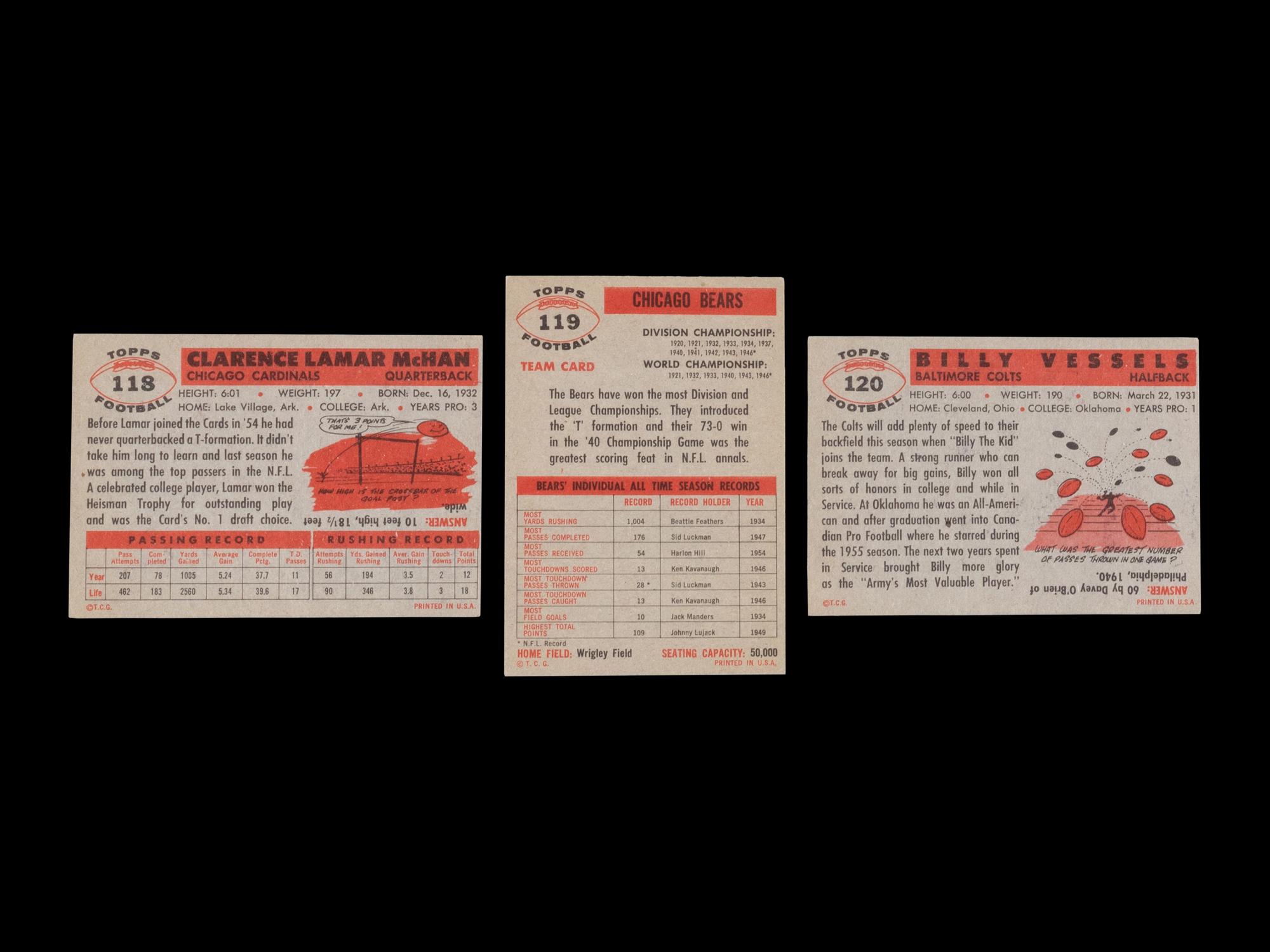 A Complete Set of 1956 Topps Football Cards (120/120)