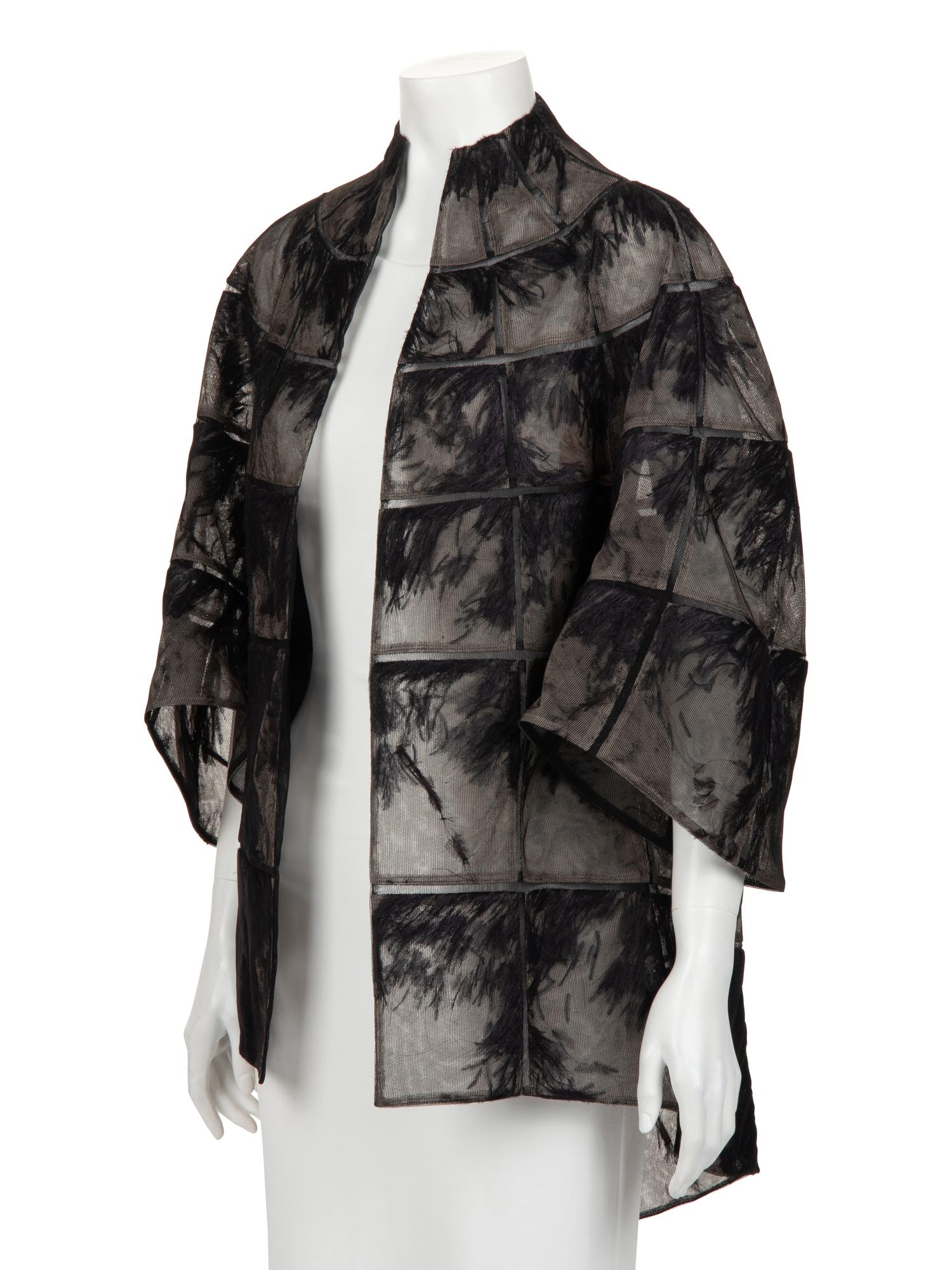 Chado Ralph Rucci Net-Encased Ostrich Feather Jacket