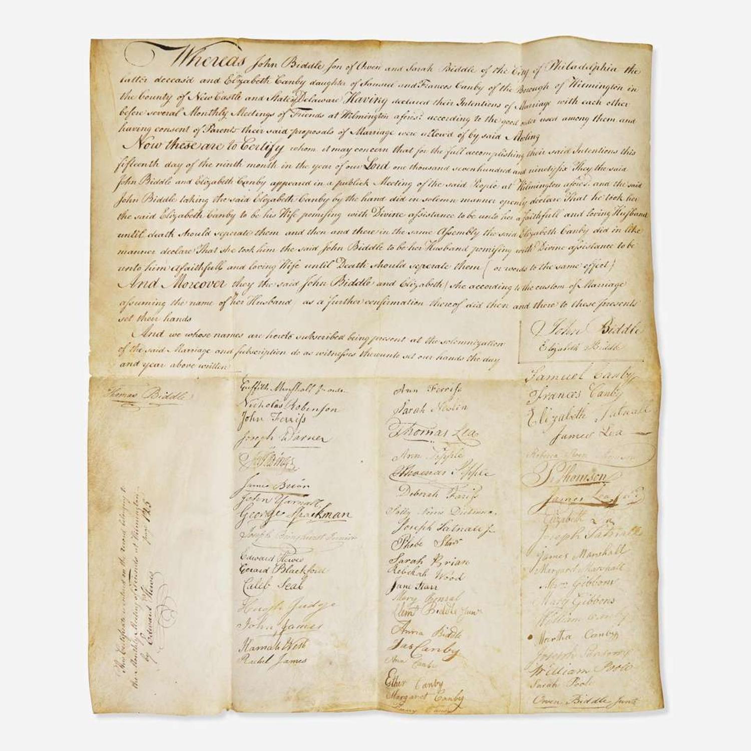 [Americana] [Biddle Family] Archive of Letters and Documents Related to the Biddle Family