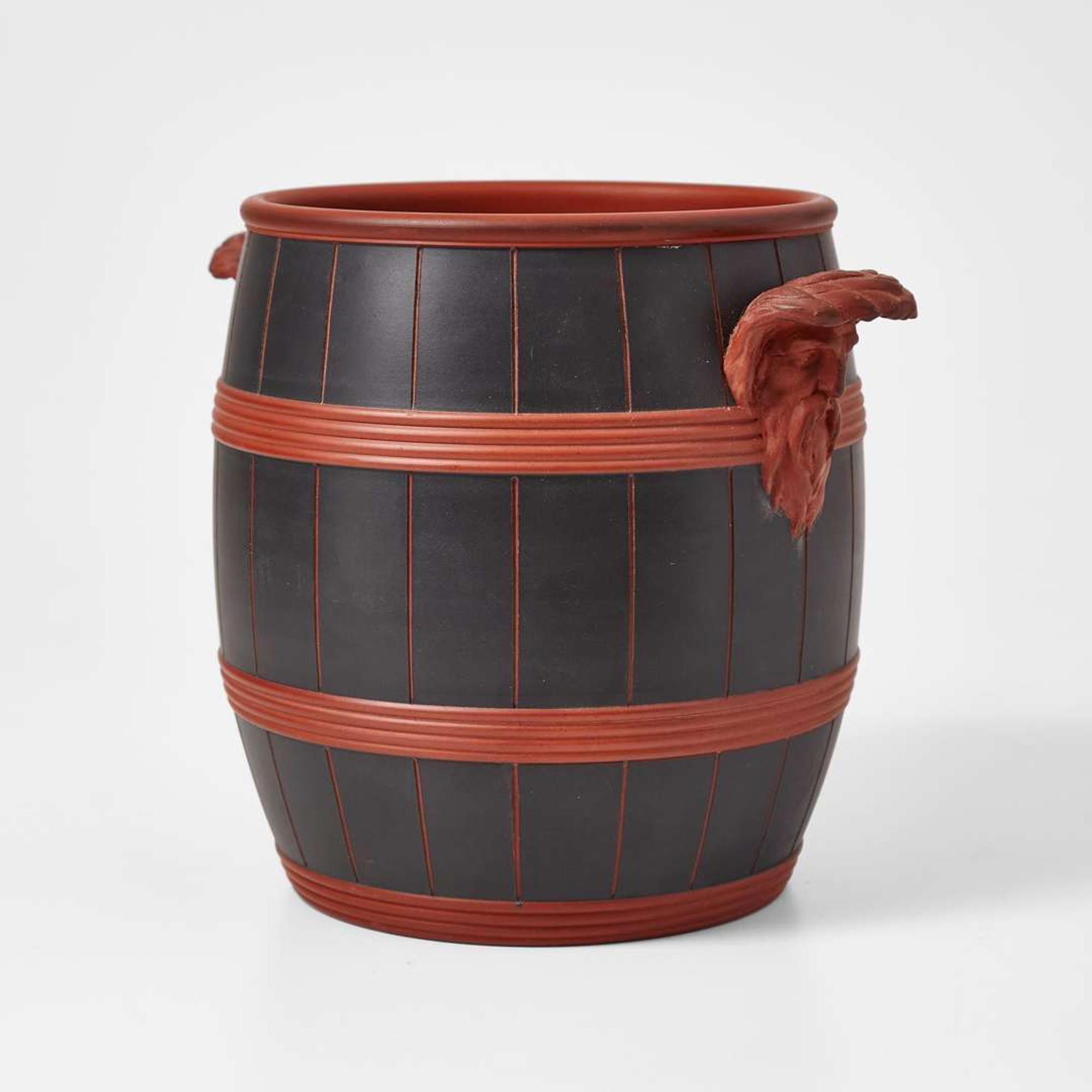 A Wedgwood Rosso Antico Barrel-Form Wine Cooler UK, circa 1800