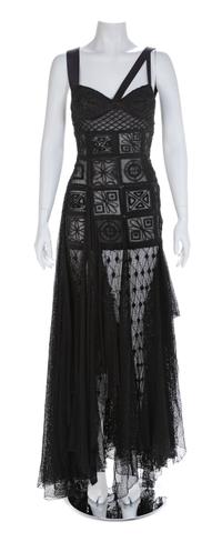 Atelier Versace Black Sheer Embroidered Gown, 1993-94 No size label