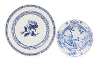 Two Chinese Export Blue and White Porcelain Plates Diameter of larger 9 inches. — 18TH-19TH CENTURY