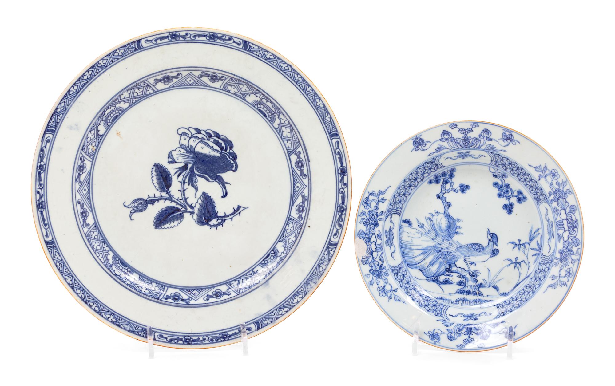 Two Chinese Export Blue and White Porcelain Plates Diameter of larger 9 inches. — 18TH-19TH CENTURY