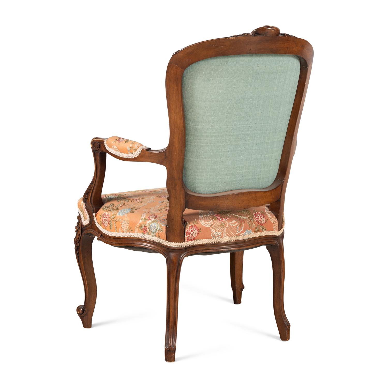 A Set of Three Louis XV Style Walnut Fauteuils