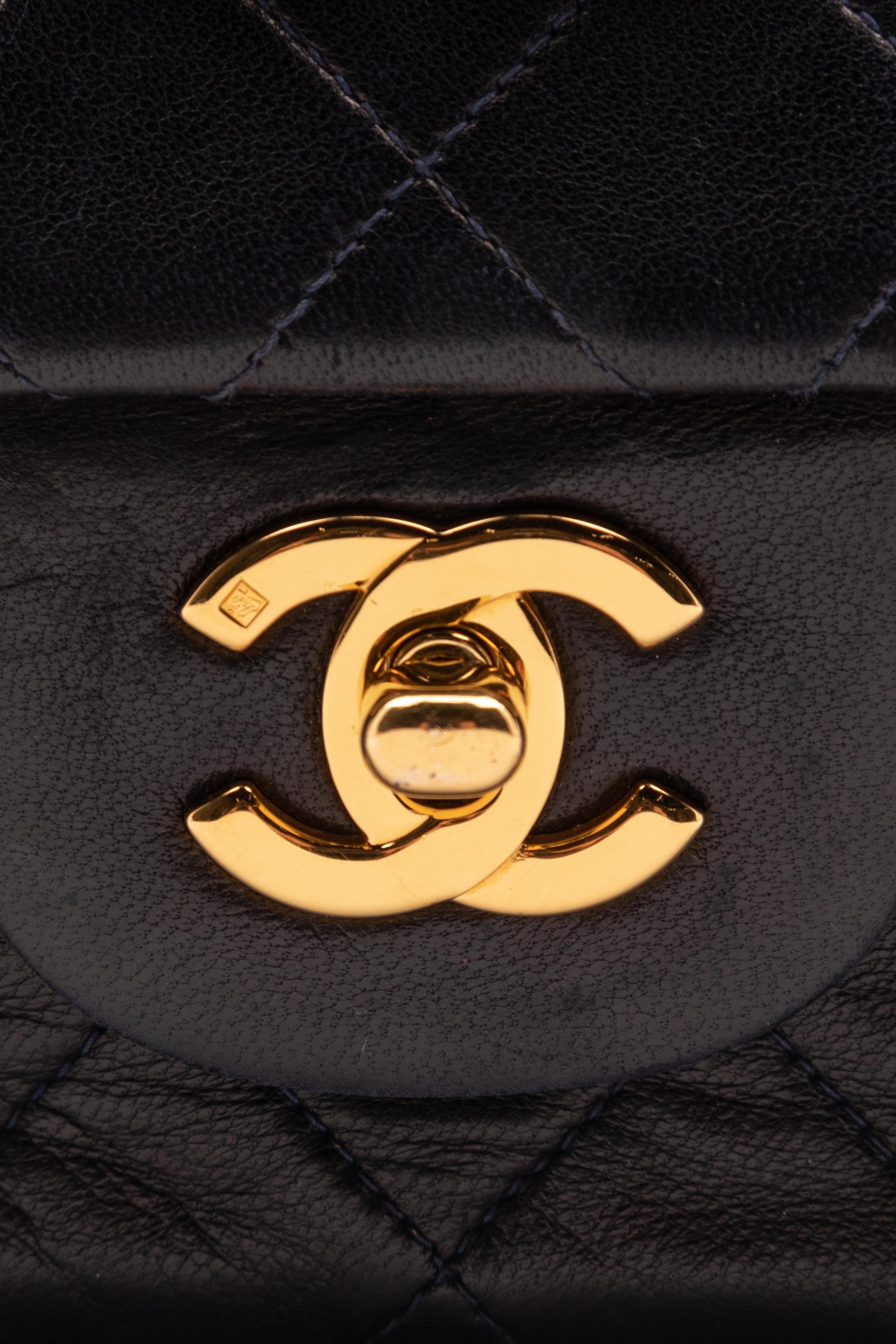 Chanel Navy Classic Medium Double Flap, 1996-97