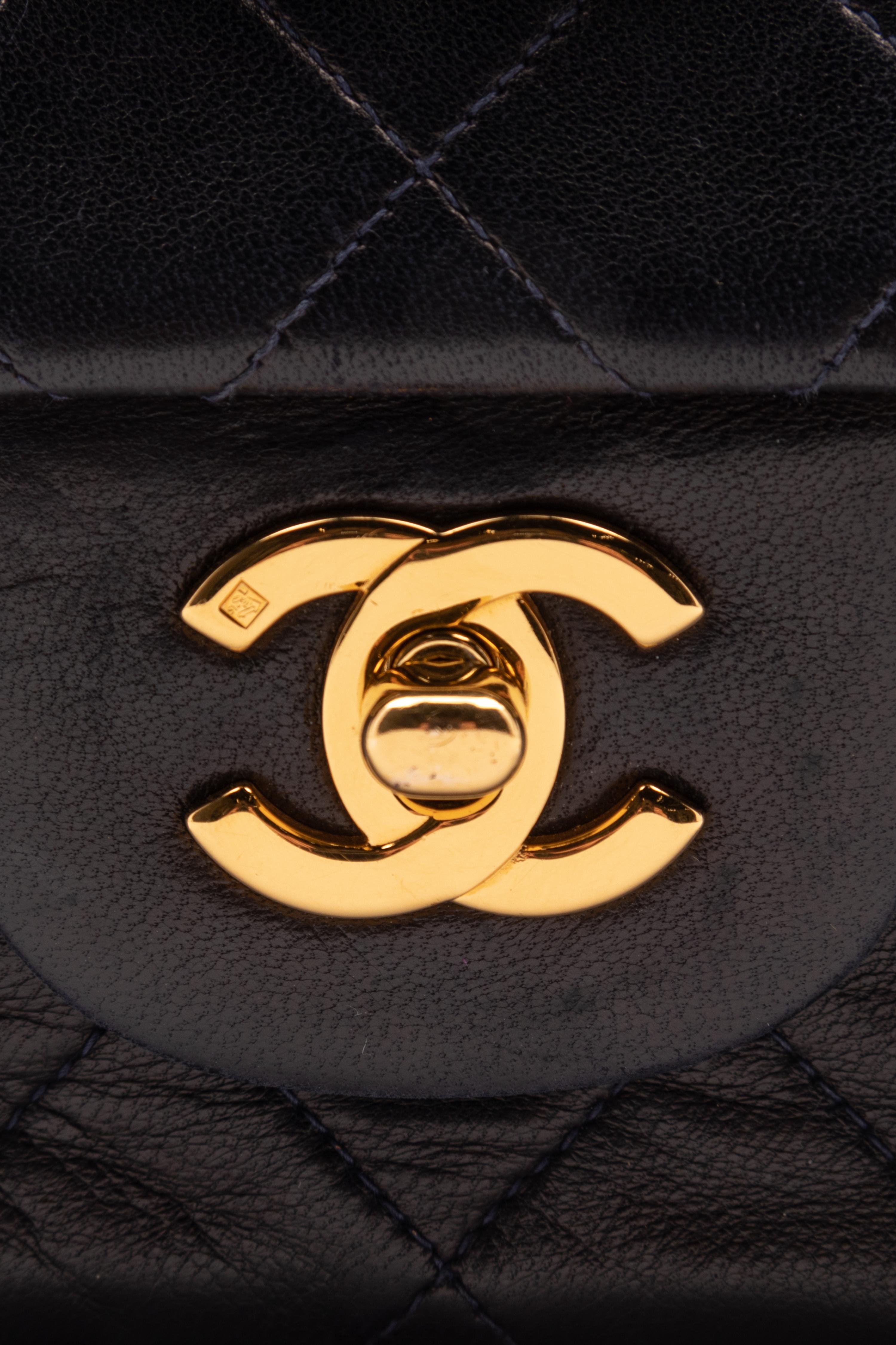 Chanel Navy Classic Medium Double Flap, 1996-97