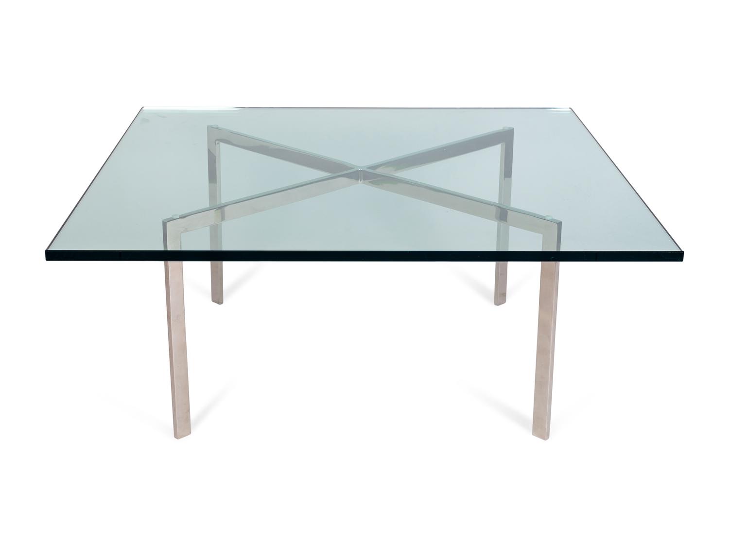 A Mies van der Rohe Chome and Glass Barcelona Table