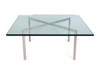 A Mies van der Rohe Chome and Glass Barcelona Table
