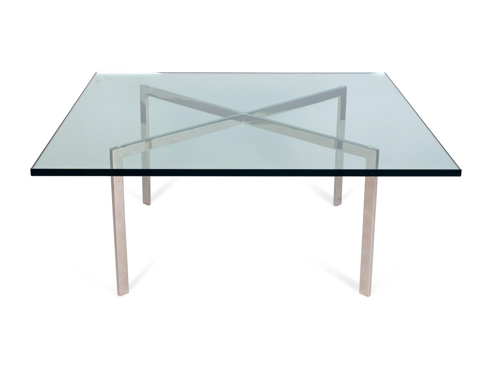 A Mies van der Rohe Chome and Glass Barcelona Table