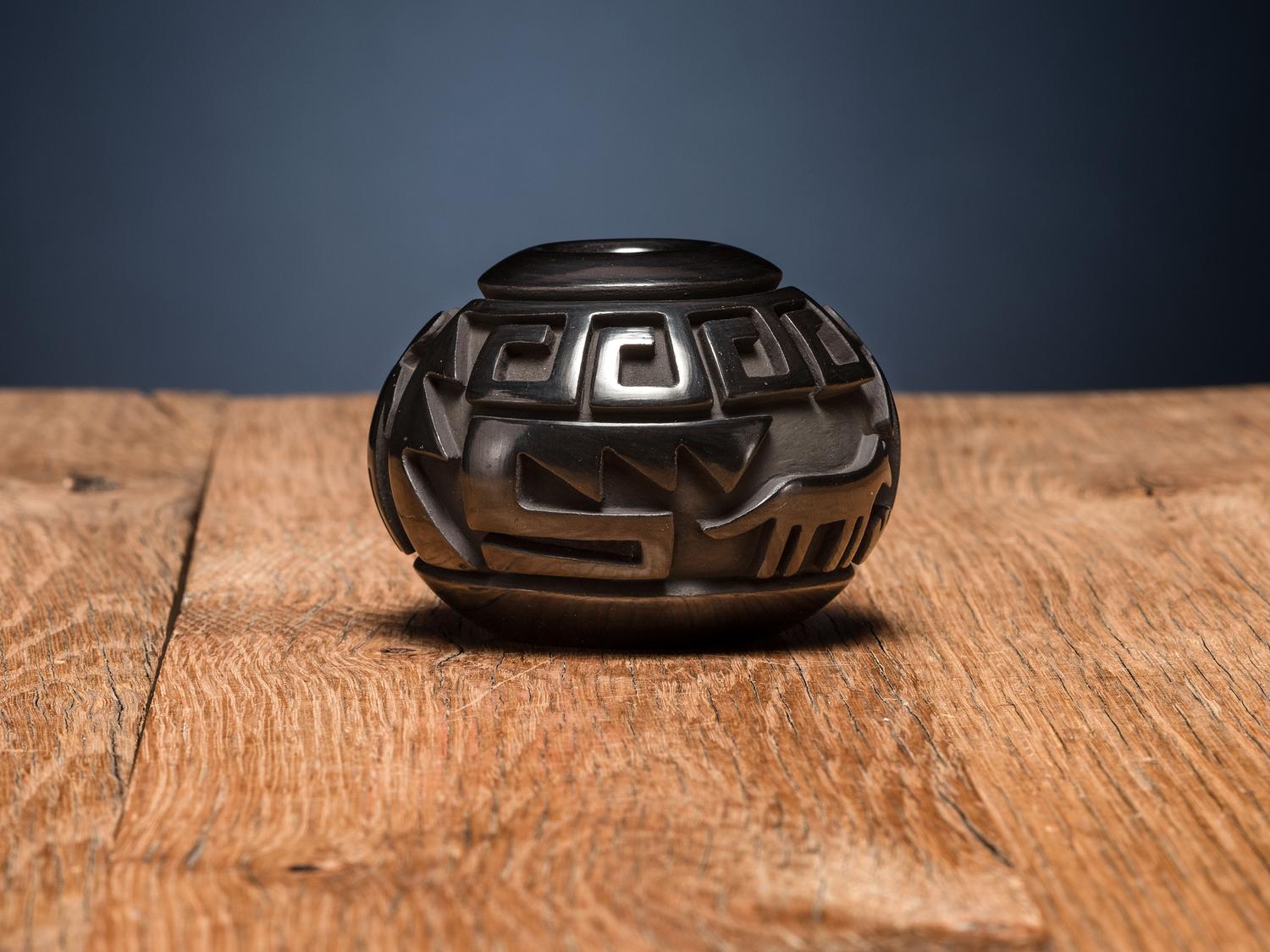 Carved Blackware Friendship Jar