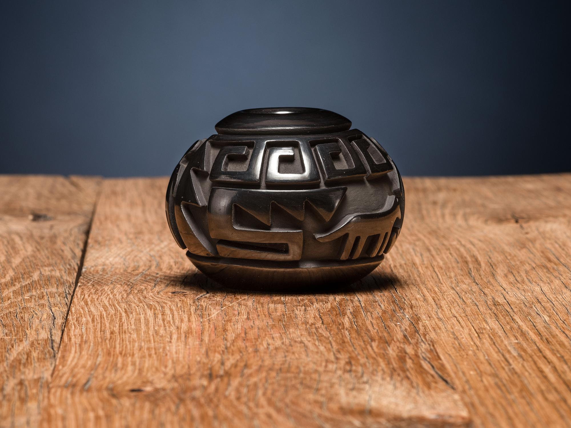 Carved Blackware Friendship Jar