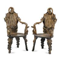 A Pair of Italian "Grotto" Style Armchairs