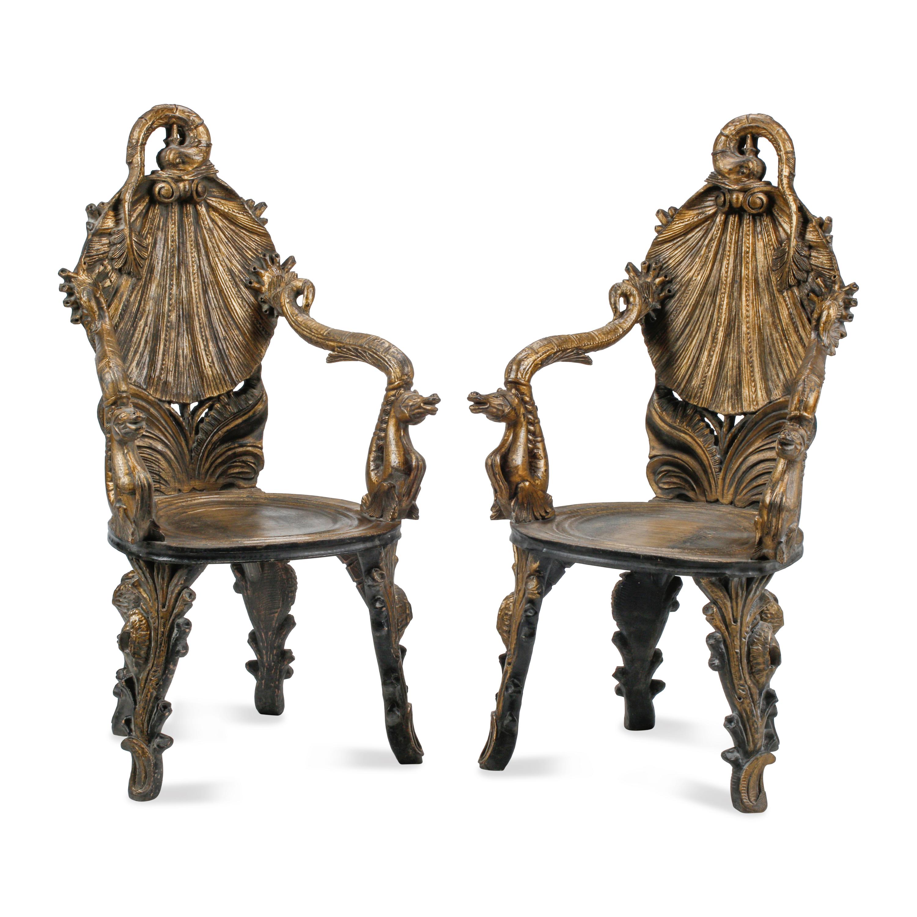 A Pair of Italian "Grotto" Style Armchairs