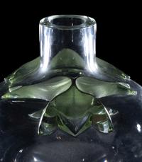 A Lalique Clear and Green Frosted Glass Vase