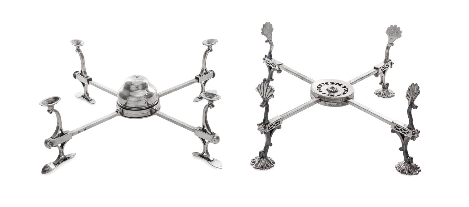 A George III Silver Dish Cross, Henry Green, London, 1790, together with a silver-plate unmarked example.