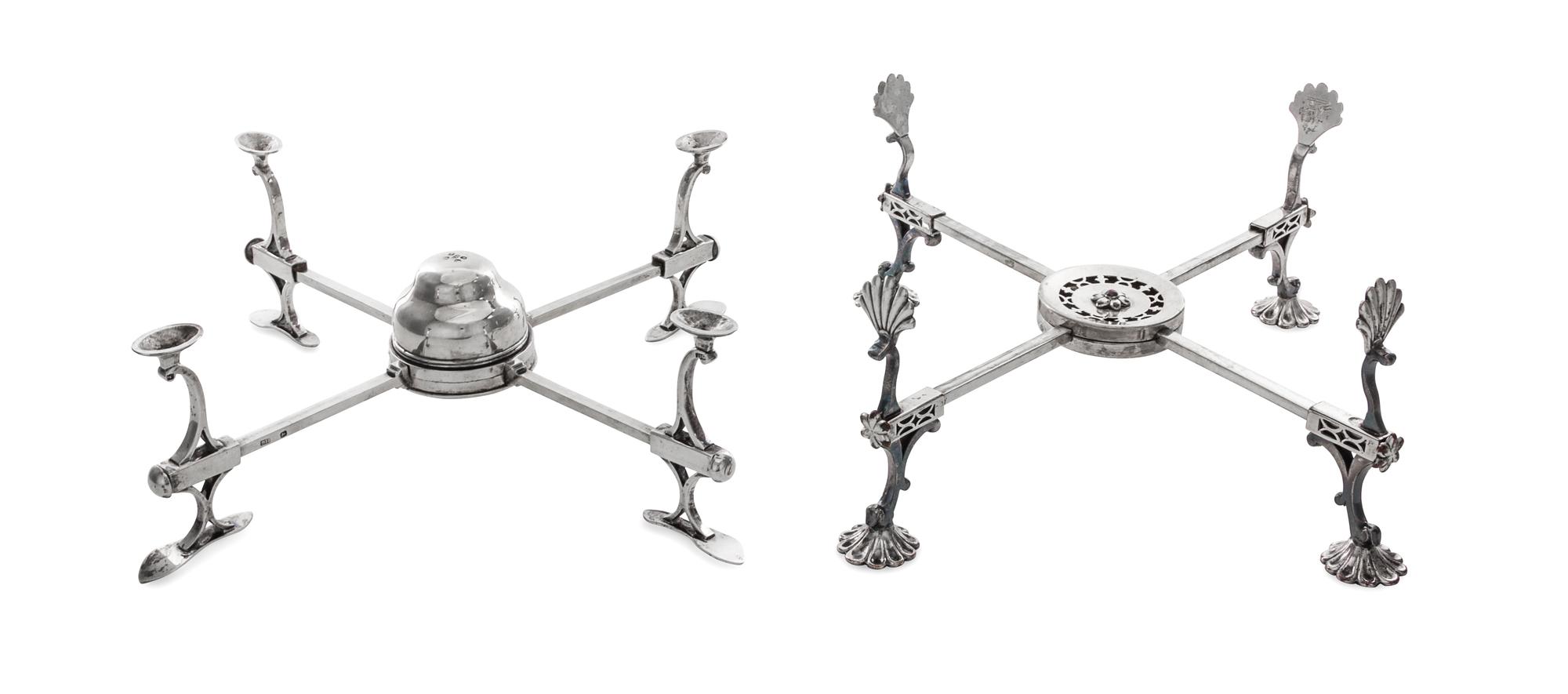 A George III Silver Dish Cross, Henry Green, London, 1790, together with a silver-plate unmarked example.