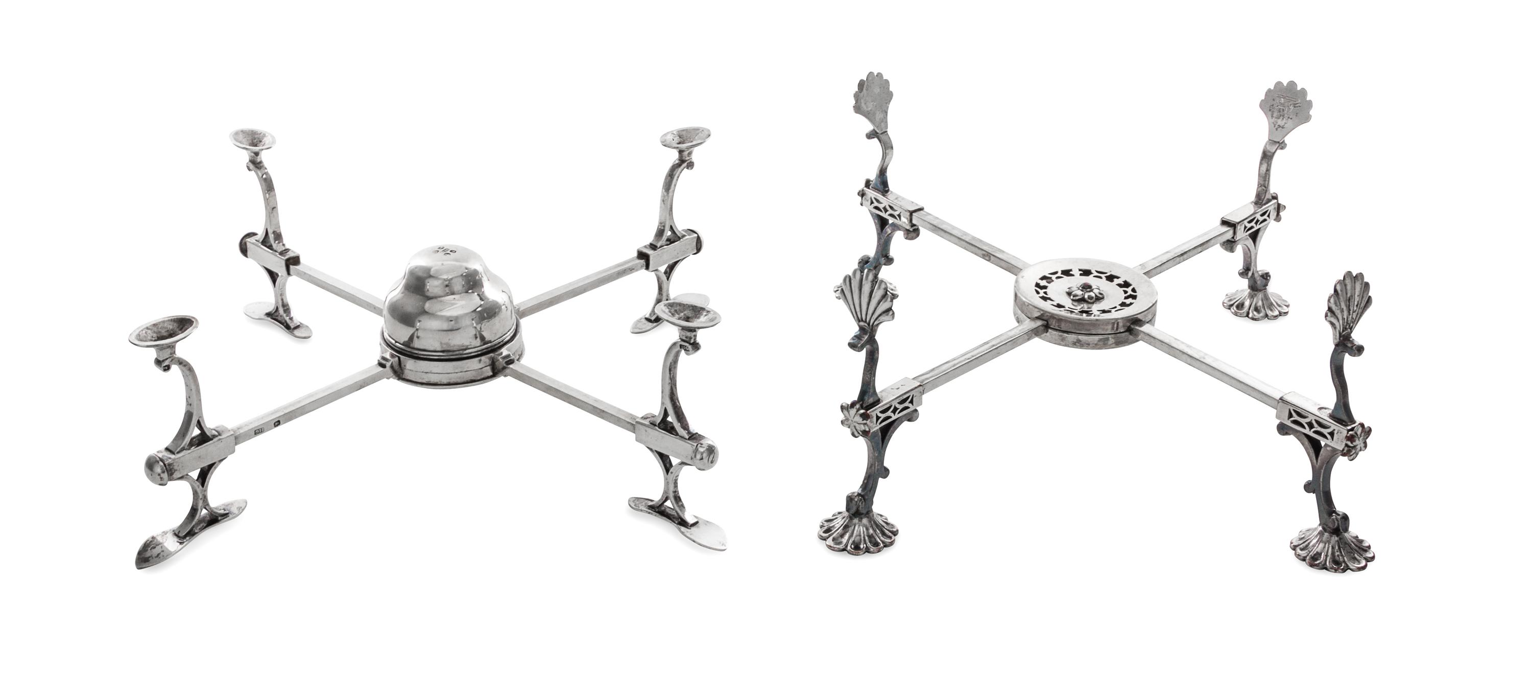 A George III Silver Dish Cross, Henry Green, London, 1790, together with a silver-plate unmarked example.