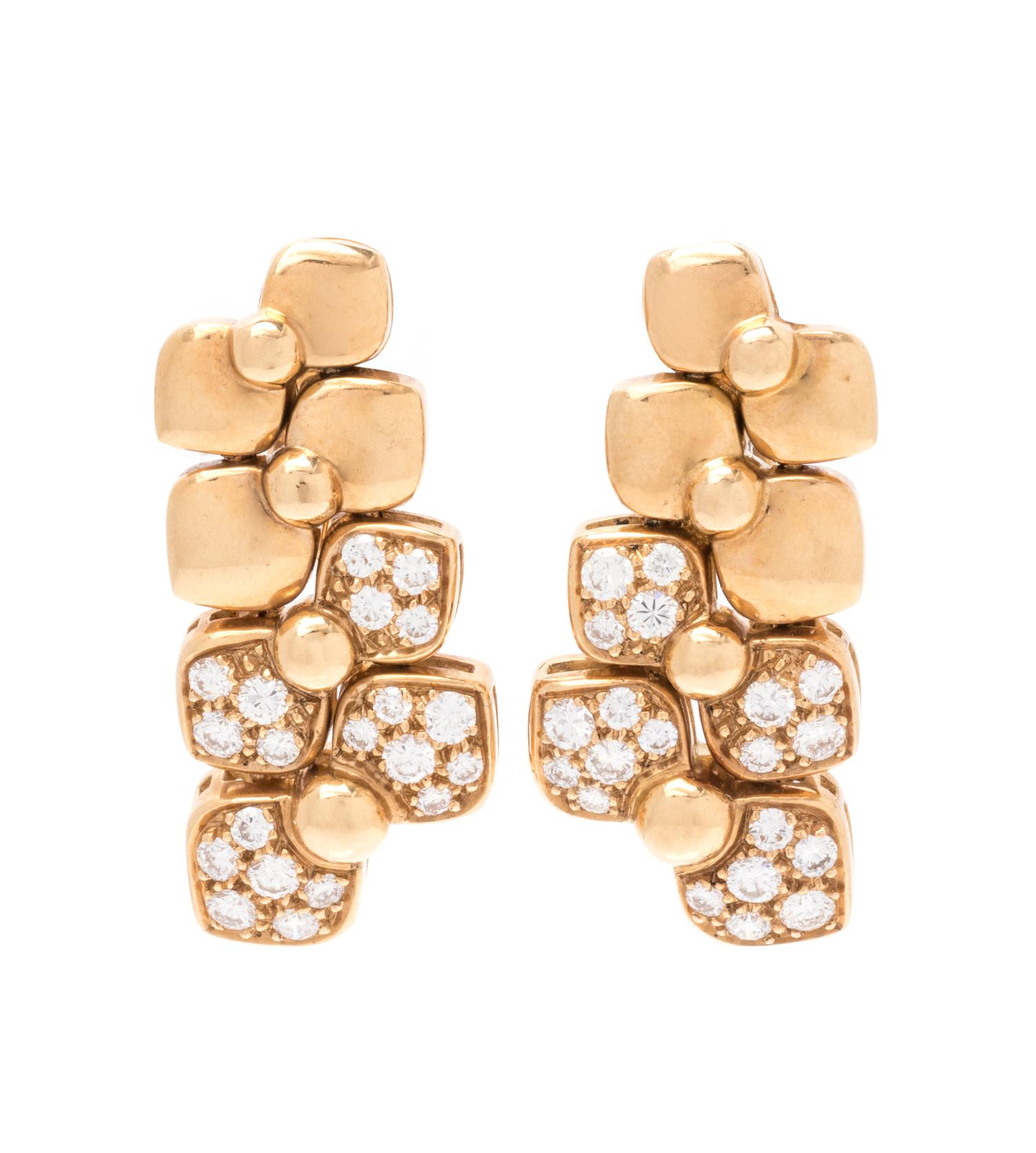 VAN CLEEF & ARPELS, YELLOW GOLD AND DIAMOND EARCLIPS