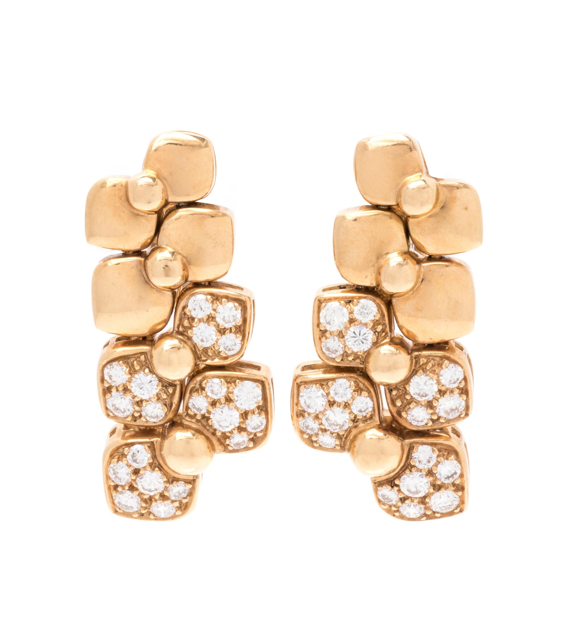VAN CLEEF & ARPELS, YELLOW GOLD AND DIAMOND EARCLIPS
