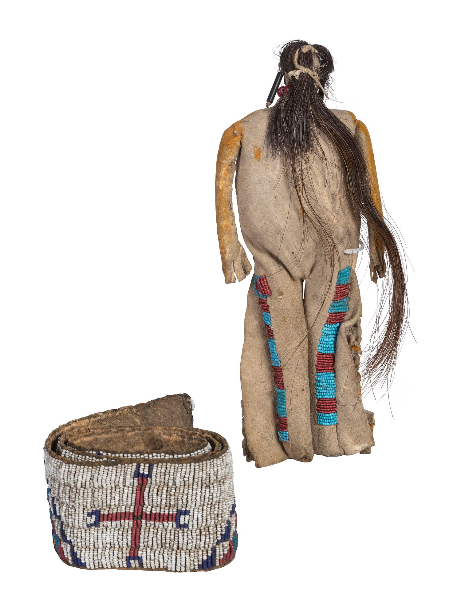 Sioux Beaded Hide Legging Strip and Southern Plains Doll