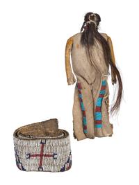 Sioux Beaded Hide Legging Strip and Southern Plains Doll