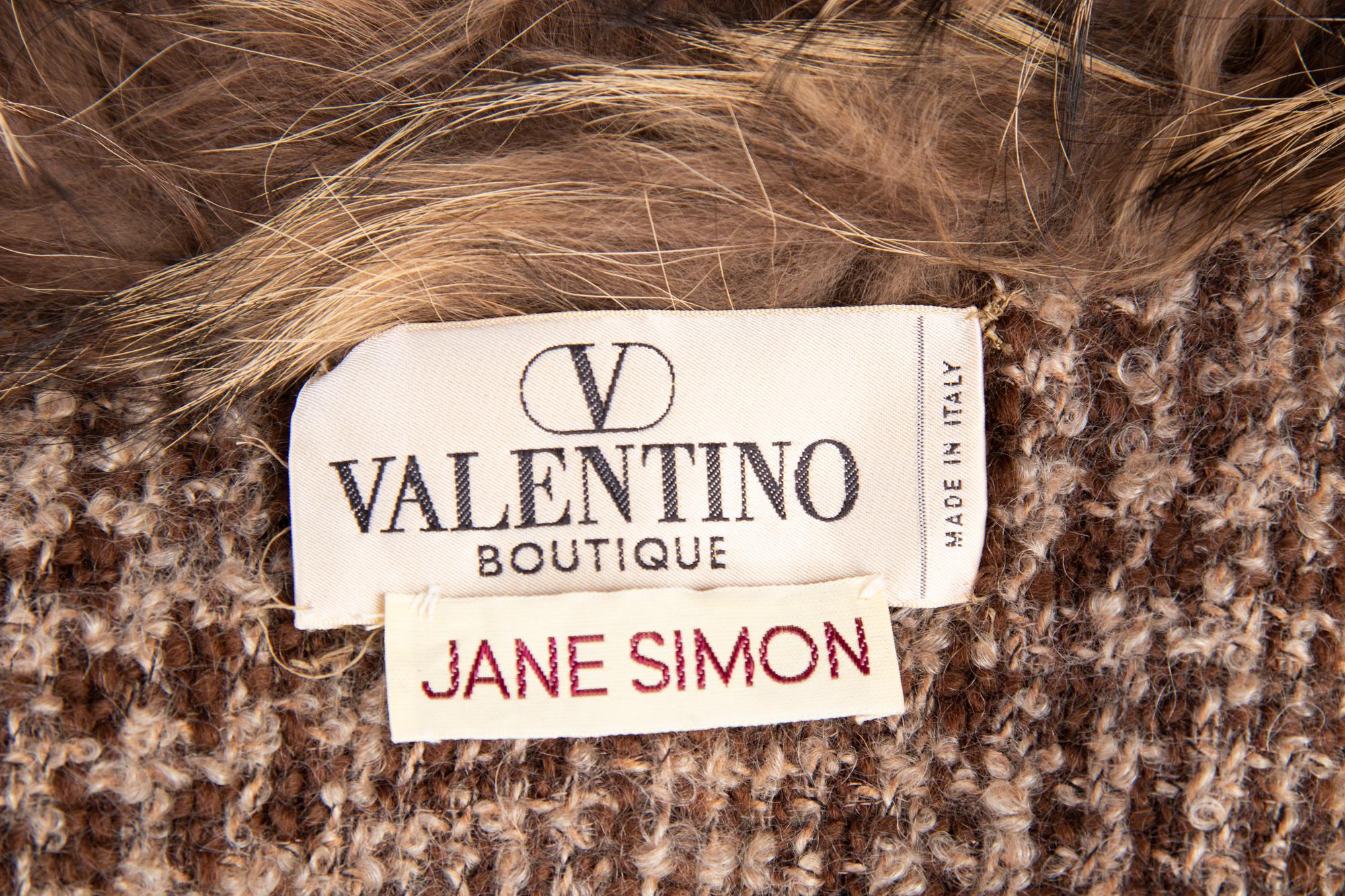 Valentino Fur Collar Brown Coat, 1990-2000s