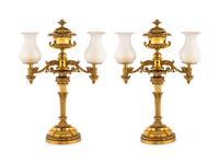 A Pair of George IV Gilt Bronze Colza Lamps