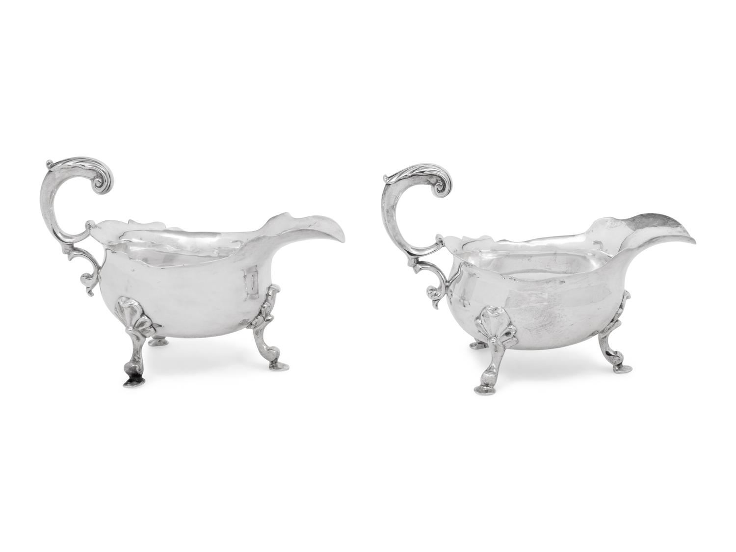 A Matched Pair of George II Silver Sauce Boats