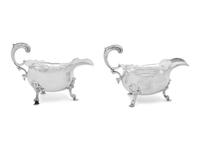 A Matched Pair of George II Silver Sauce Boats