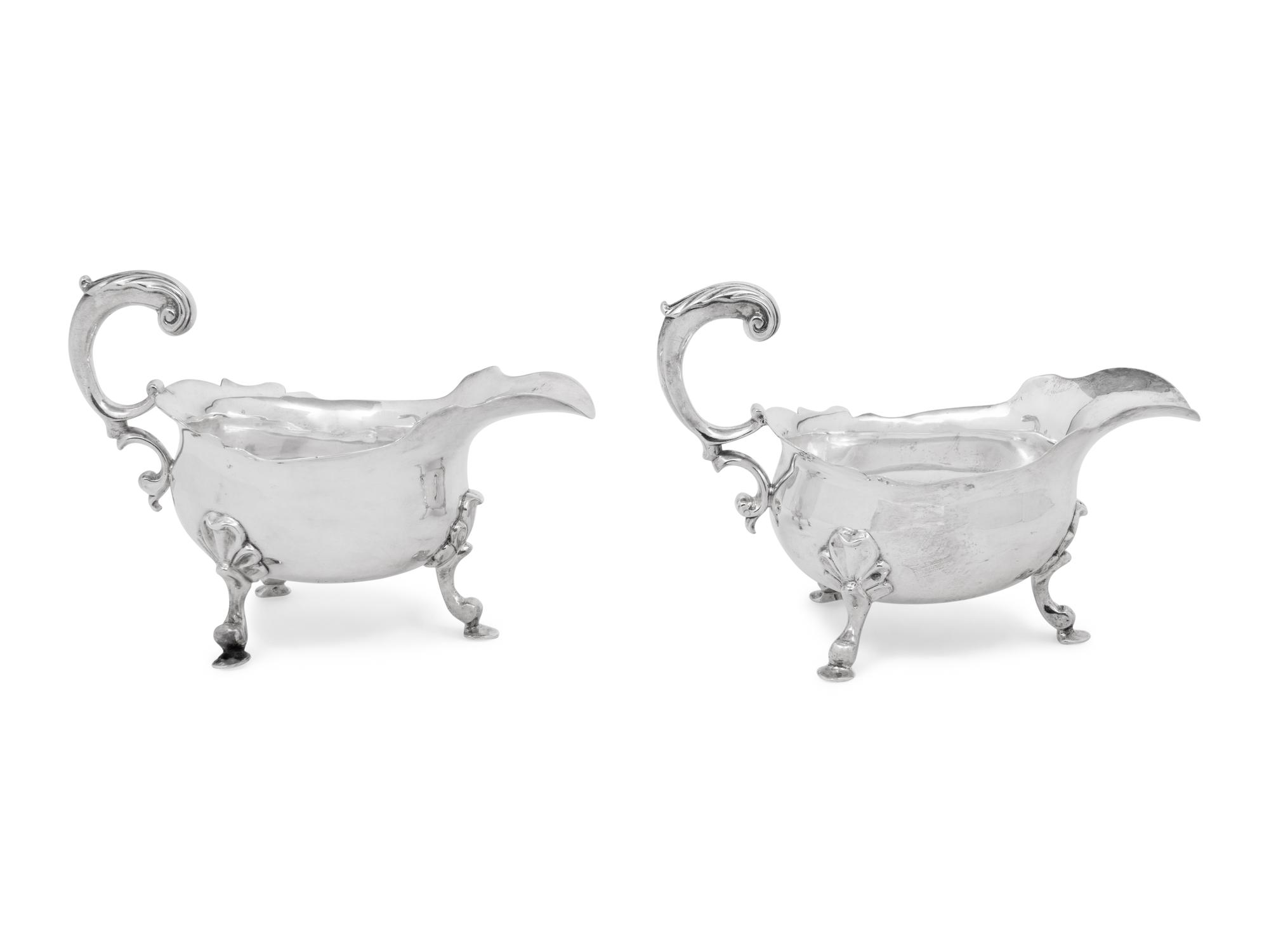 A Matched Pair of George II Silver Sauce Boats