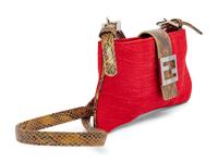 Fendi, Red Canvas Baguette Bag