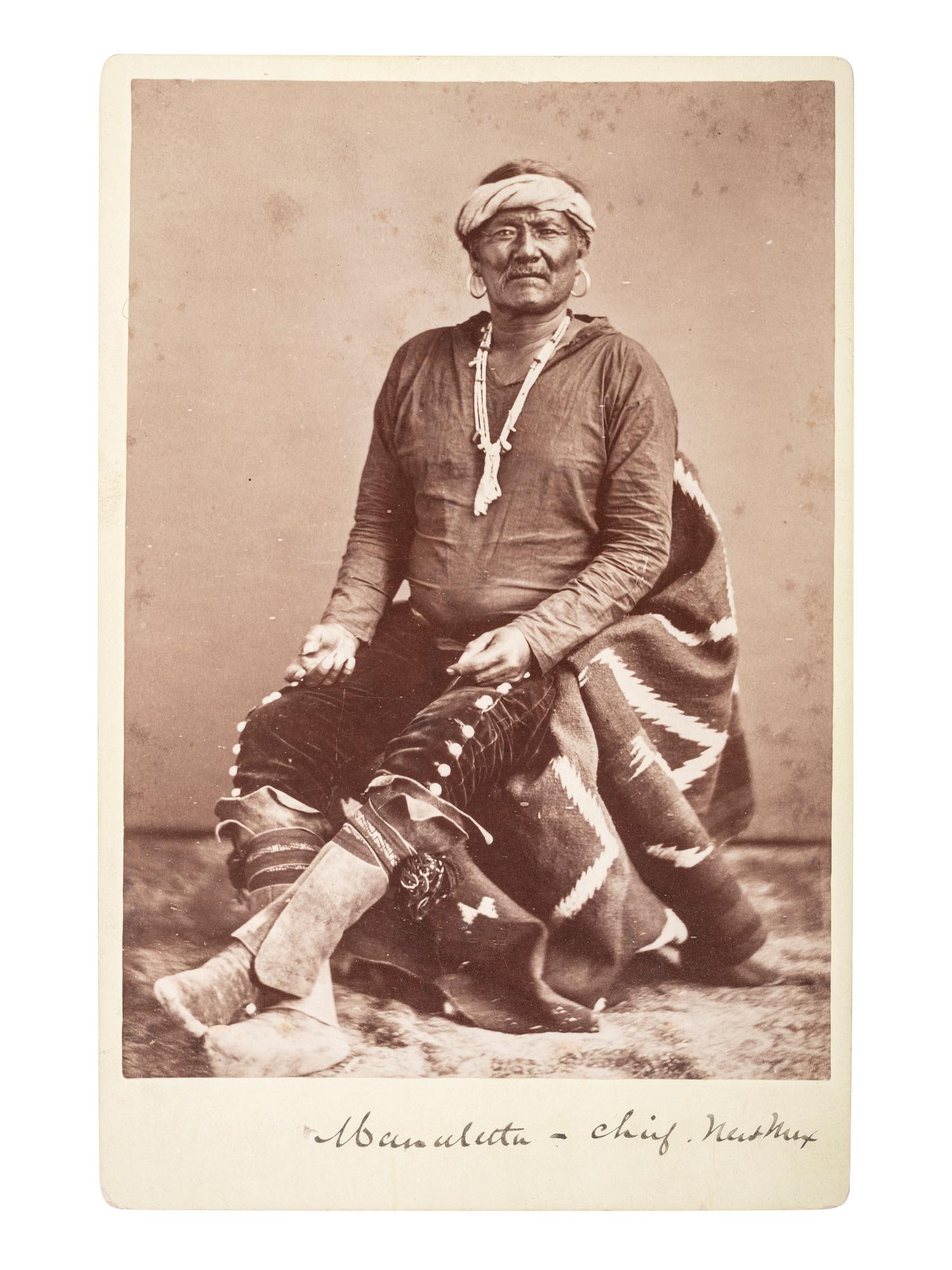 [NATIVE AMERICANS]. Cabinet card featuring Navajo Chief Manuelito.