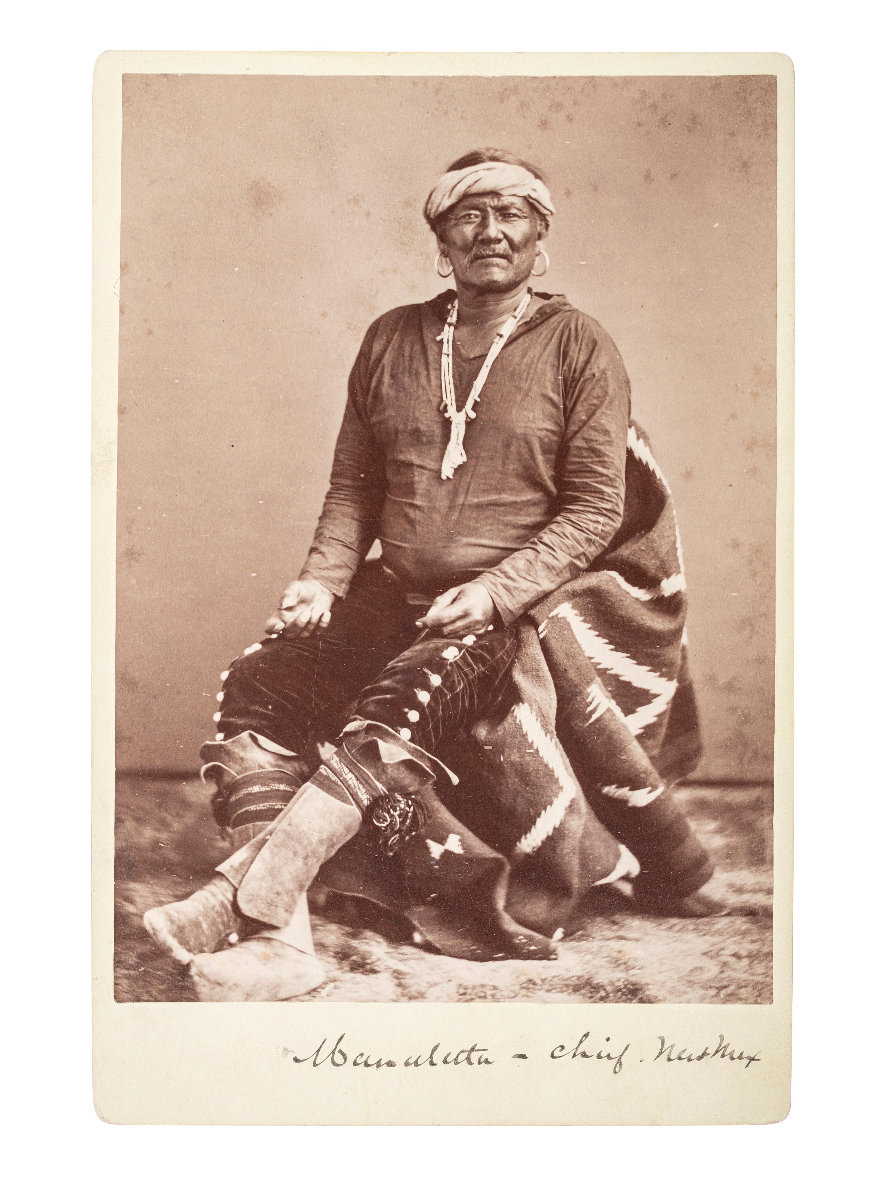 [NATIVE AMERICANS]. Cabinet card featuring Navajo Chief Manuelito.