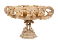An Italian Carved Alabaster Oval Centerpiece