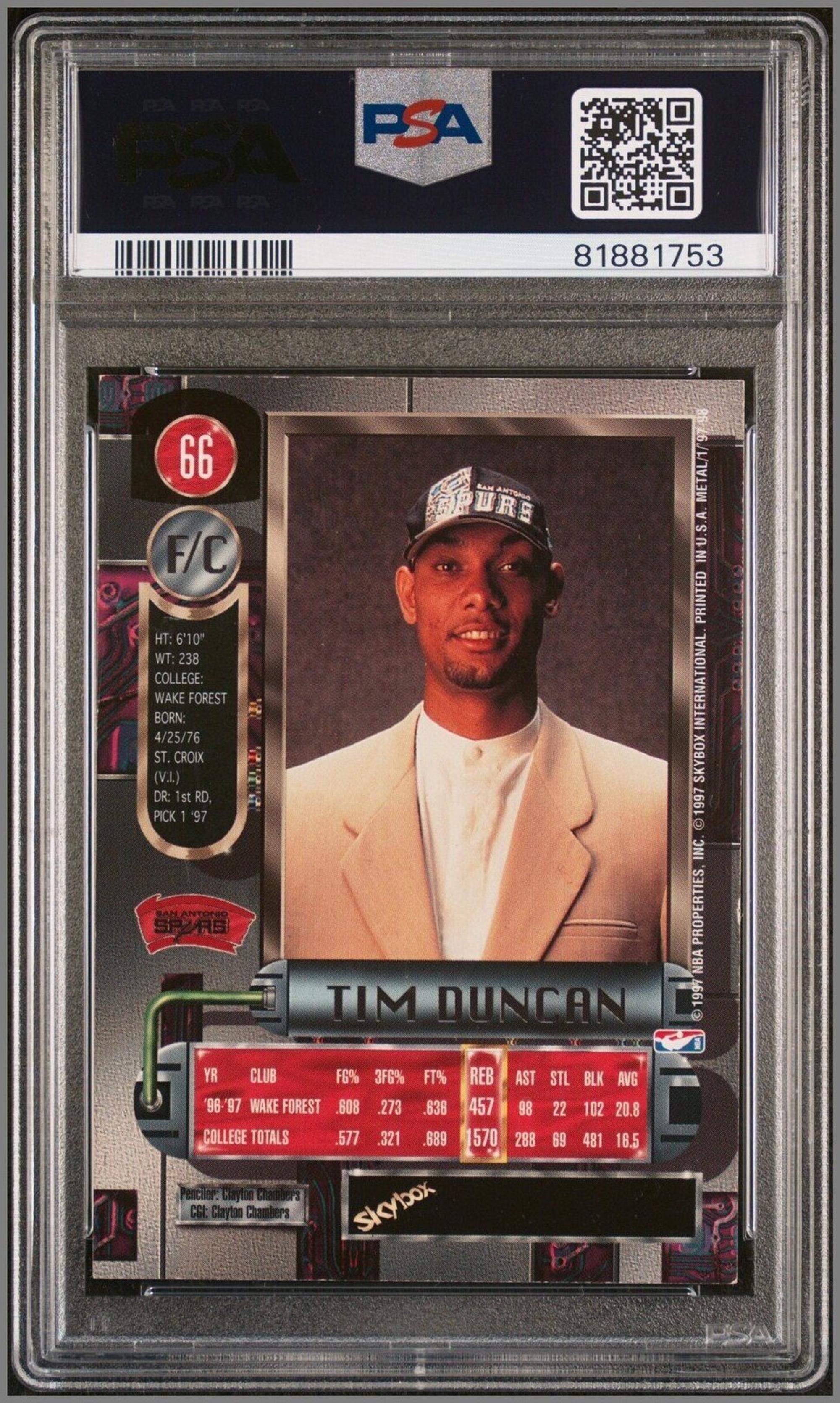 A Group of Three PSA Graded Basketball Cards Featuring Michael Jordan Tim Duncan,