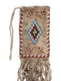 Apache Beaded Hide Drawstring Pouch