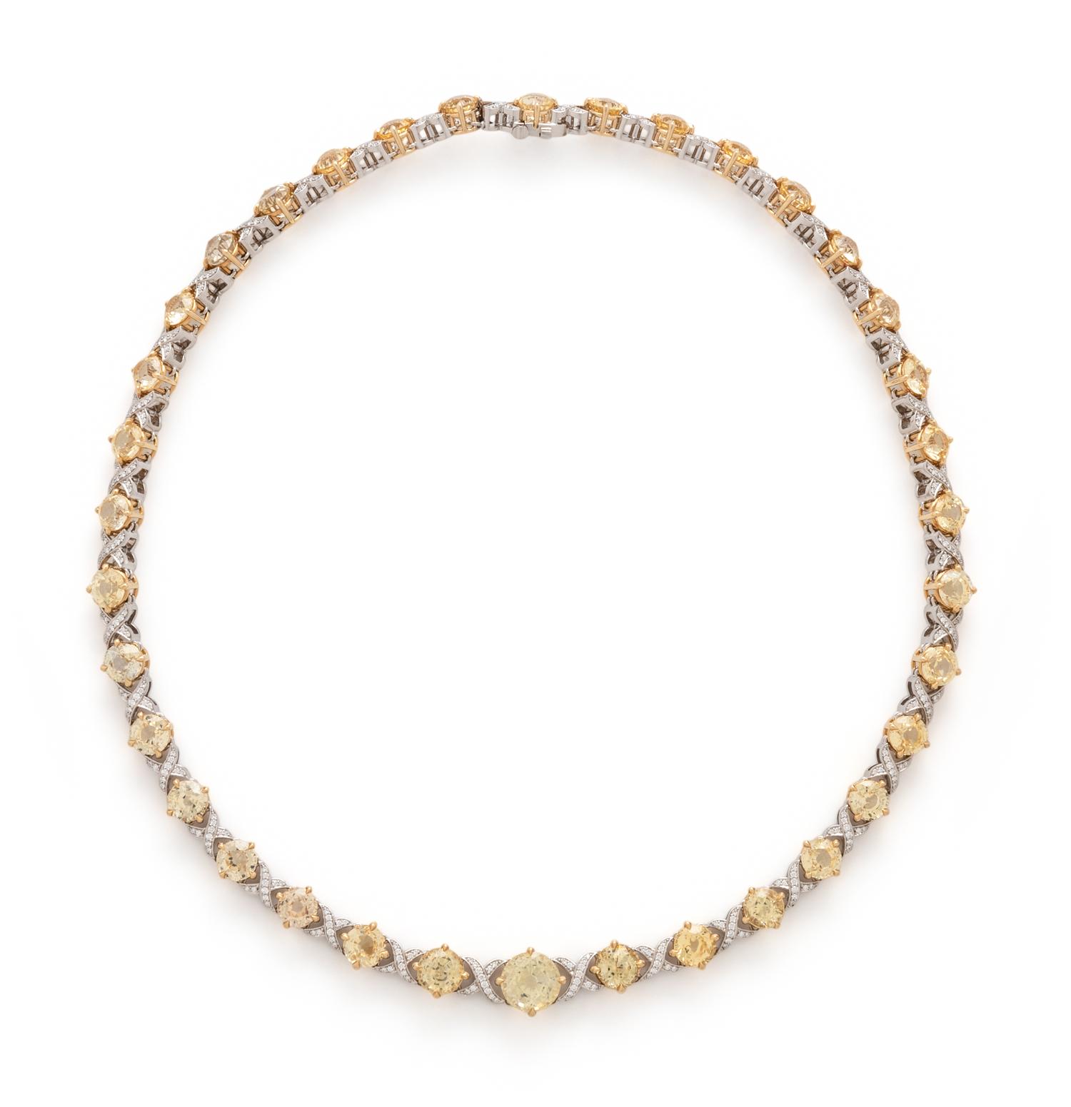 YELLOW SAPPHIRE AND DIAMOND NECKLACE