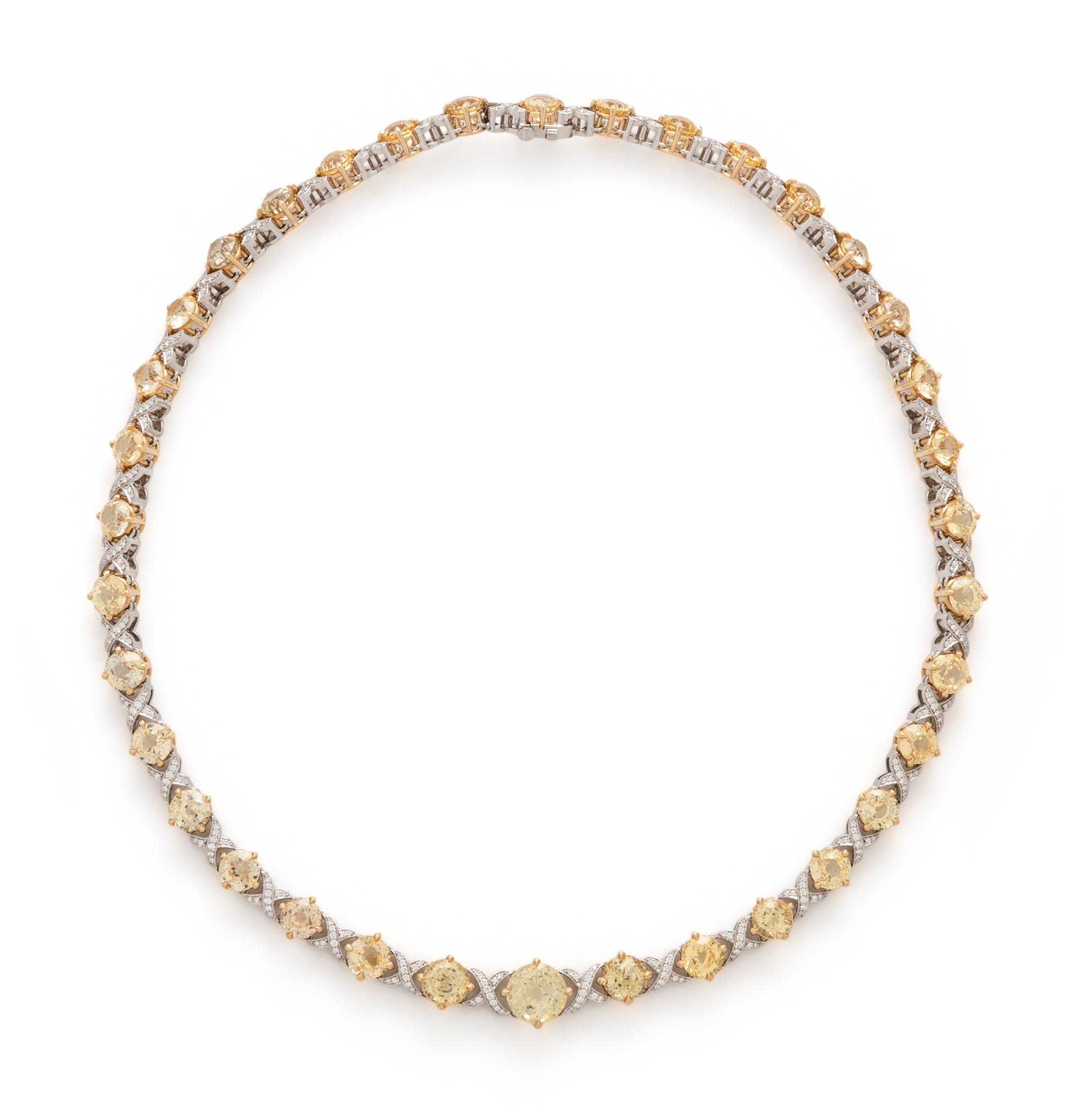 YELLOW SAPPHIRE AND DIAMOND NECKLACE