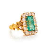 ANTIQUE, EMERALD AND DIAMOND RING