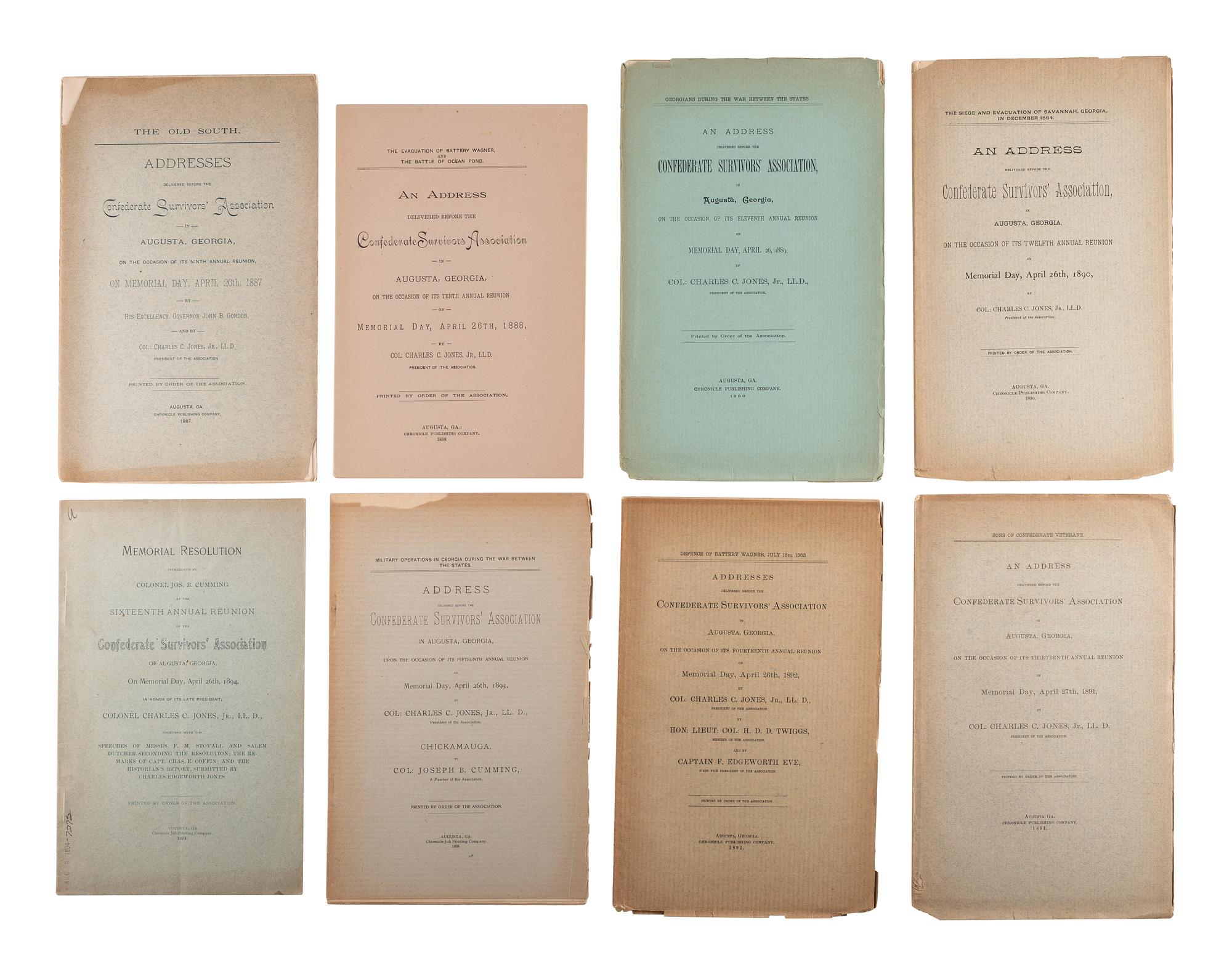[CSA VETERANS]. A large group of speeches, journals, reunion pamphlets, and other publications by Confederate veteran organizations, including: