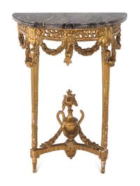 A Louis XVI Style Giltwood Marble-Top Console Table