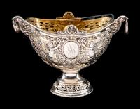 A German Silver Basket with a Glass Liner