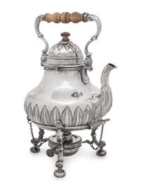 An English Silver Hot Water Kettle on Stand