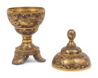 A Finely Inlaid Japanese Iron Covered Stem Bowl