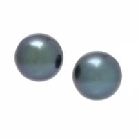 Cultured Black Pearl and Platinum Earrings