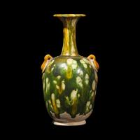 A Chinese Tang -Style Sancai Glazed Amphora Vase 三彩繫帶瓶