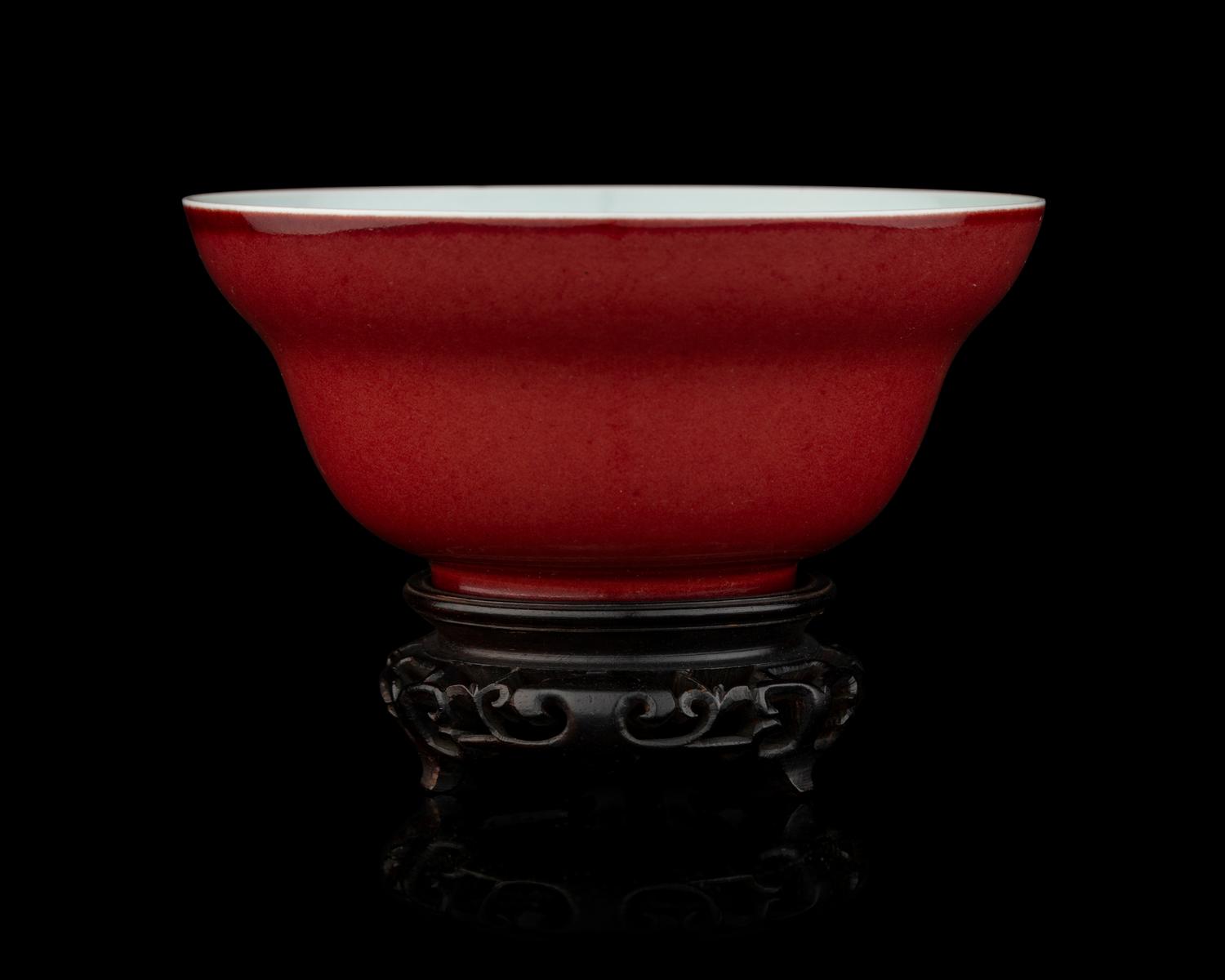 A Chinese Copper Red Glazed Porcelain Ogee Bowl