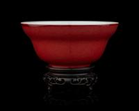A Chinese Copper Red Glazed Porcelain Ogee Bowl