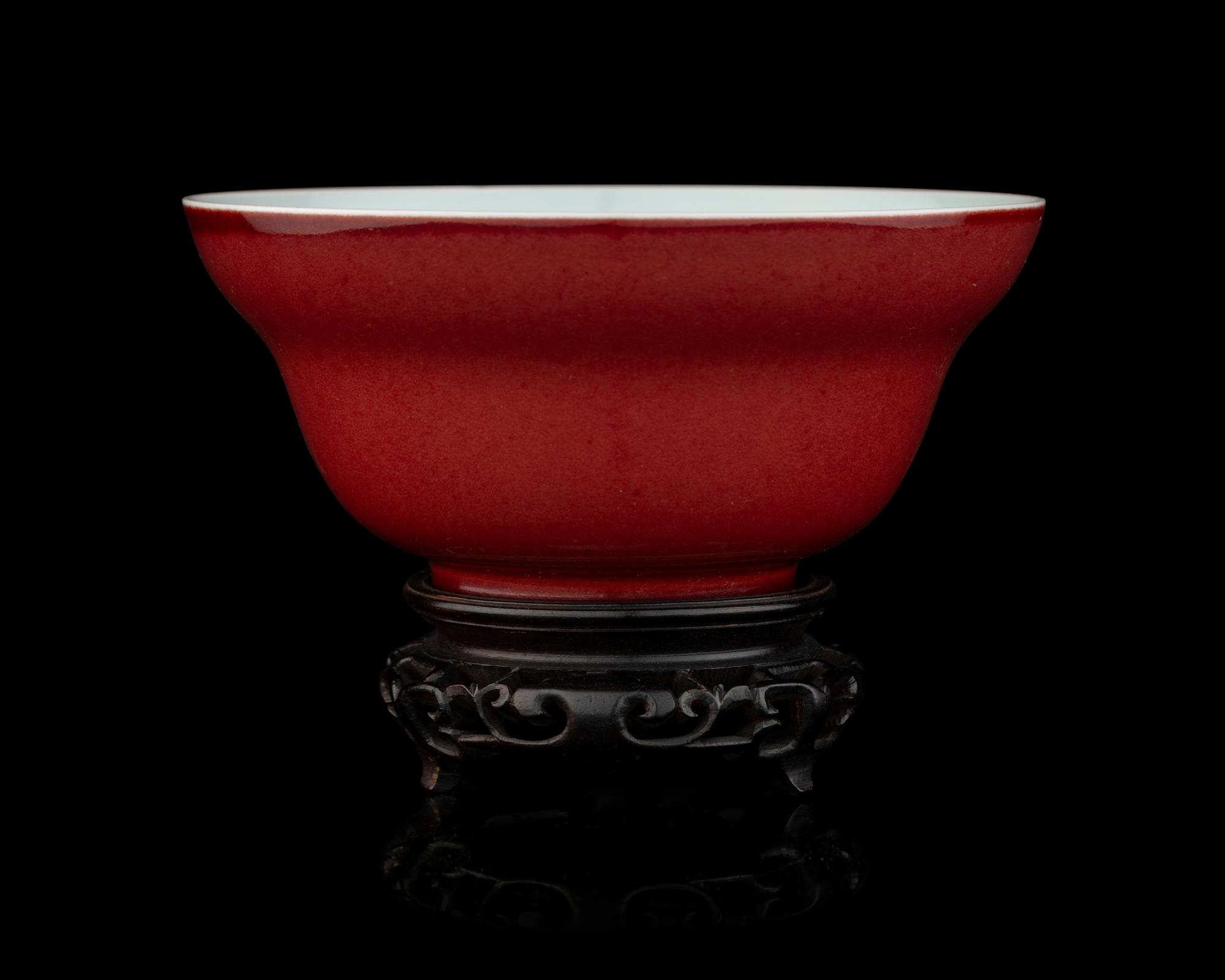 A Chinese Copper Red Glazed Porcelain Ogee Bowl
